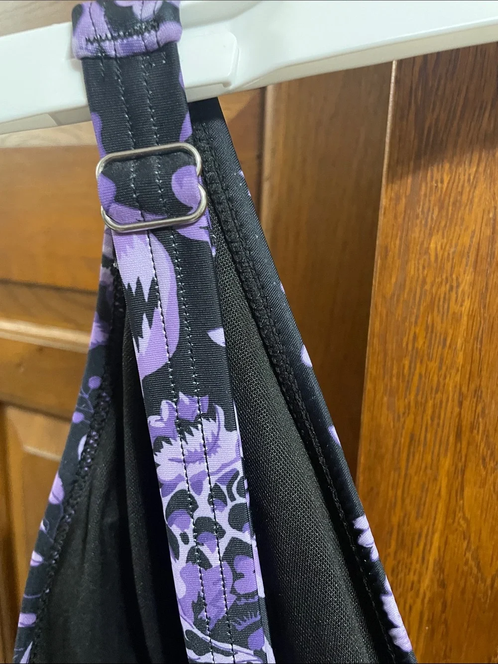 BloomChic Black &  Purple Floral V-Neck Swimsuit NWT Sz. 14/16 very pretty
